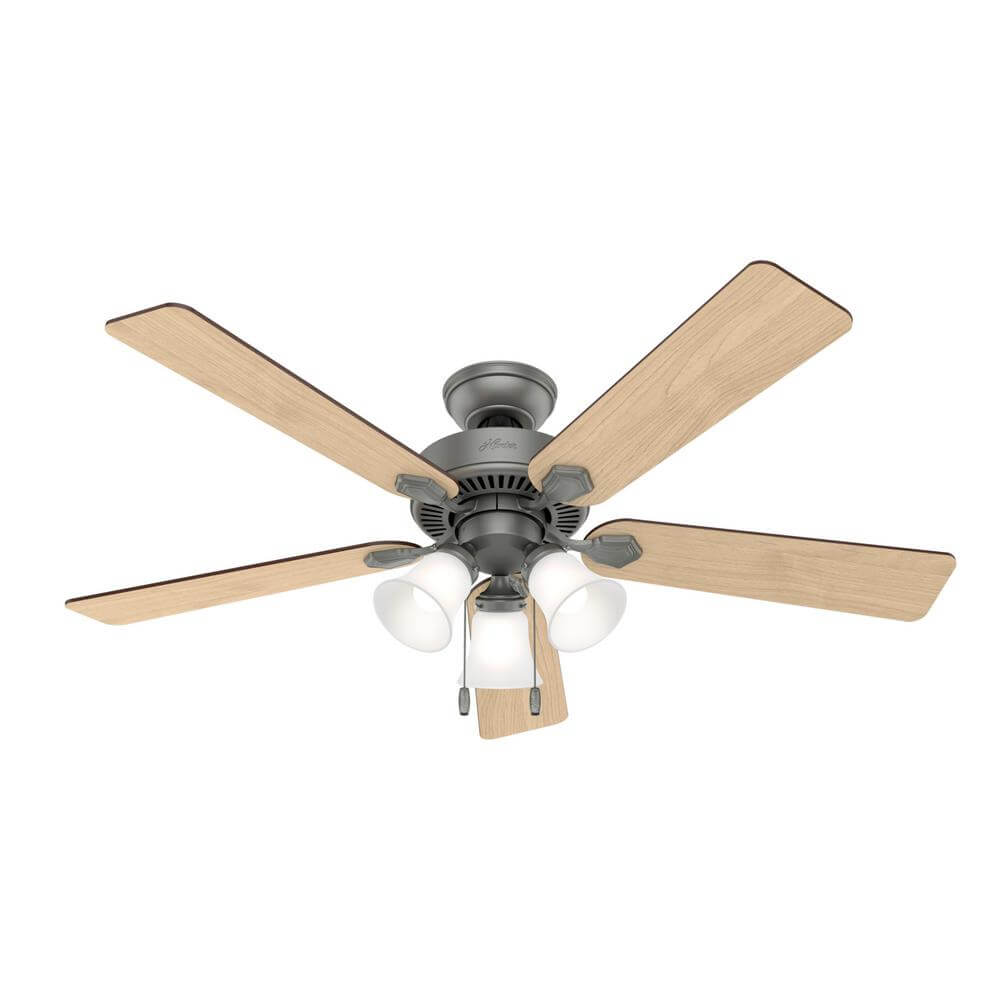 Swanson 52" Matte Silver LED Indoor Ceiling Fan with Light Kit